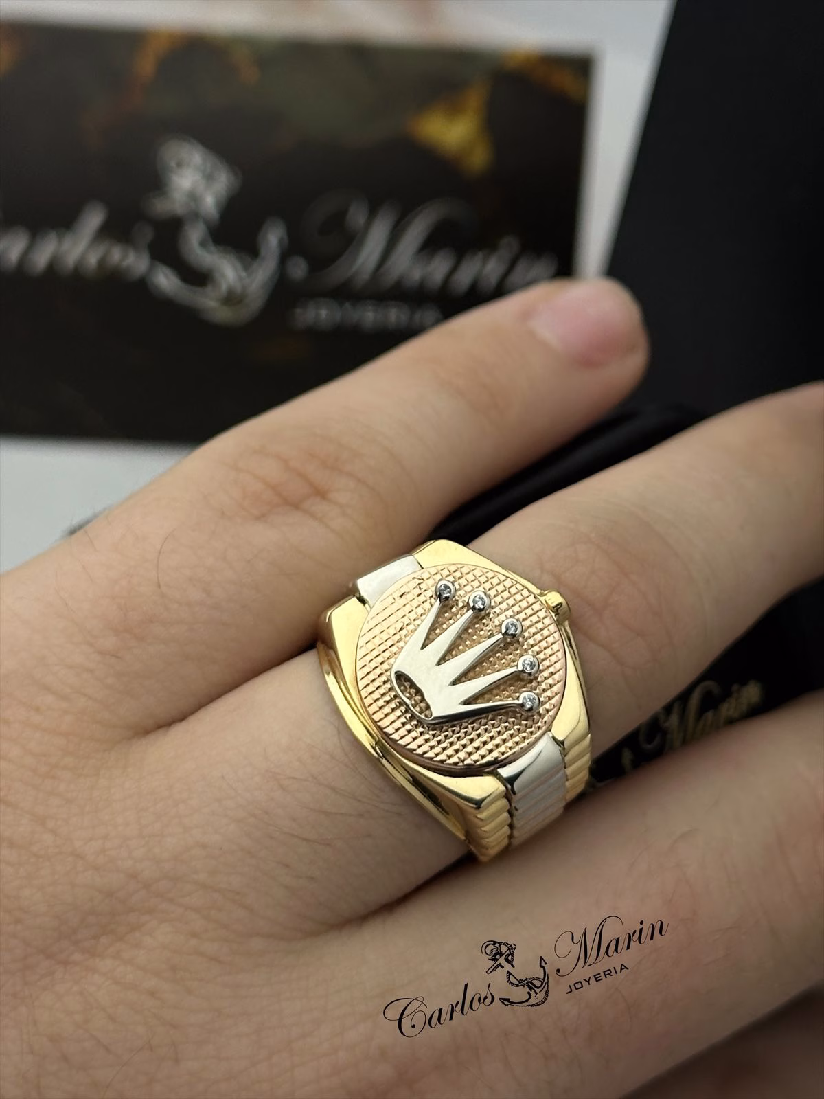 💫 Anillo Estilo Rolex en 3 Oros 18K para Hombre – Lujo y Distinción 💍👑REF: ROLEX30R - Imagen 2
