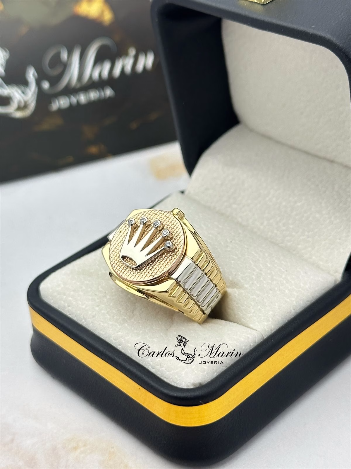 💫 Anillo Estilo Rolex en 3 Oros 18K para Hombre – Lujo y Distinción 💍👑REF: ROLEX30R